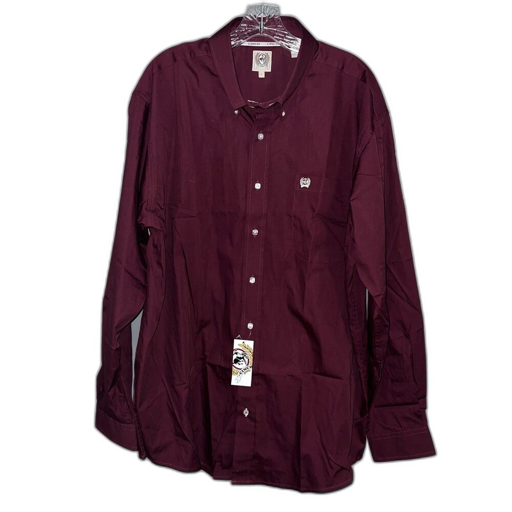 NWT Men's Cinch Burgundy Button Down Size Large